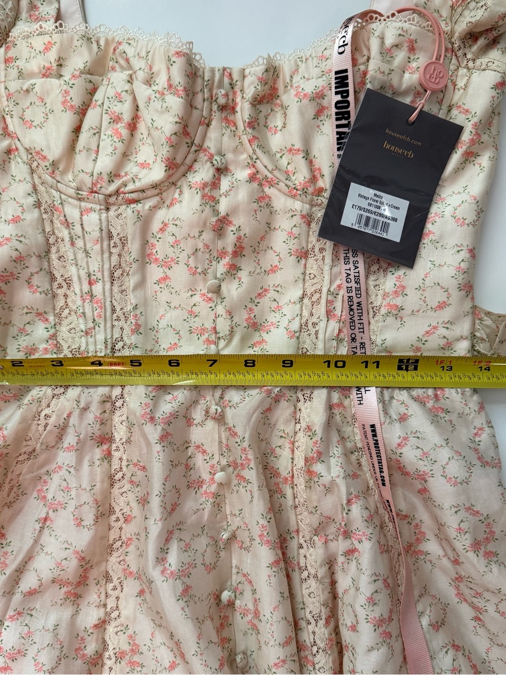 House of CB Melita Cream Floral Structured Corset Mini Cocktail Dress Size M NWT - Picture 6 of 8